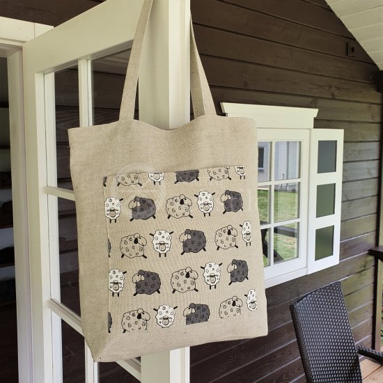 Printed semi-linen shopping bag "Sheep"